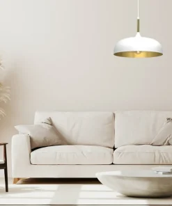 Outlet Sklep Kaja Biało-złota lampa wisząca, nad stolik kawowy MLP8031 z serii LINCOLN | Kaja Oświ