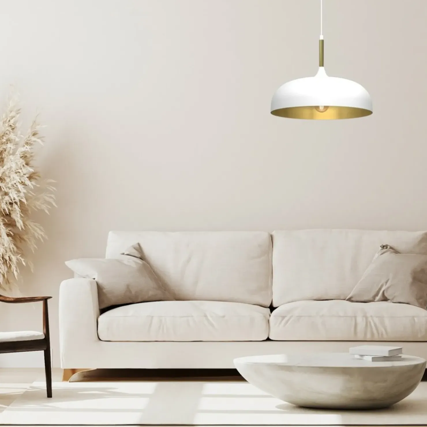 Outlet Sklep Kaja Biało-złota lampa wisząca, nad stolik kawowy MLP8031 z serii LINCOLN | Kaja Oświ