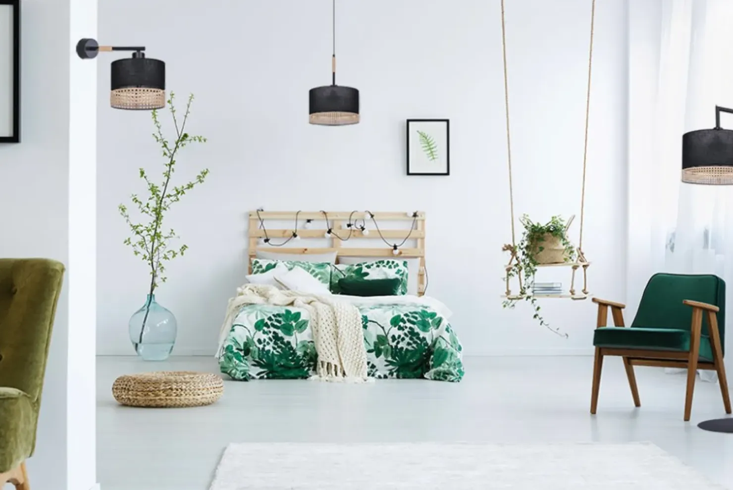Boho lampa podłogowa z dwukolorowym abażurem K-4367 | Kaja Oświetlenie*Sklep Kaja Cheap