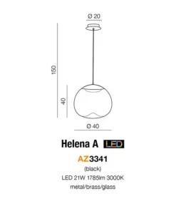 Best Sklep Kaja Brązowa lampa wisząca LED z dużym kloszem AZ3341 HELENA | Kaja