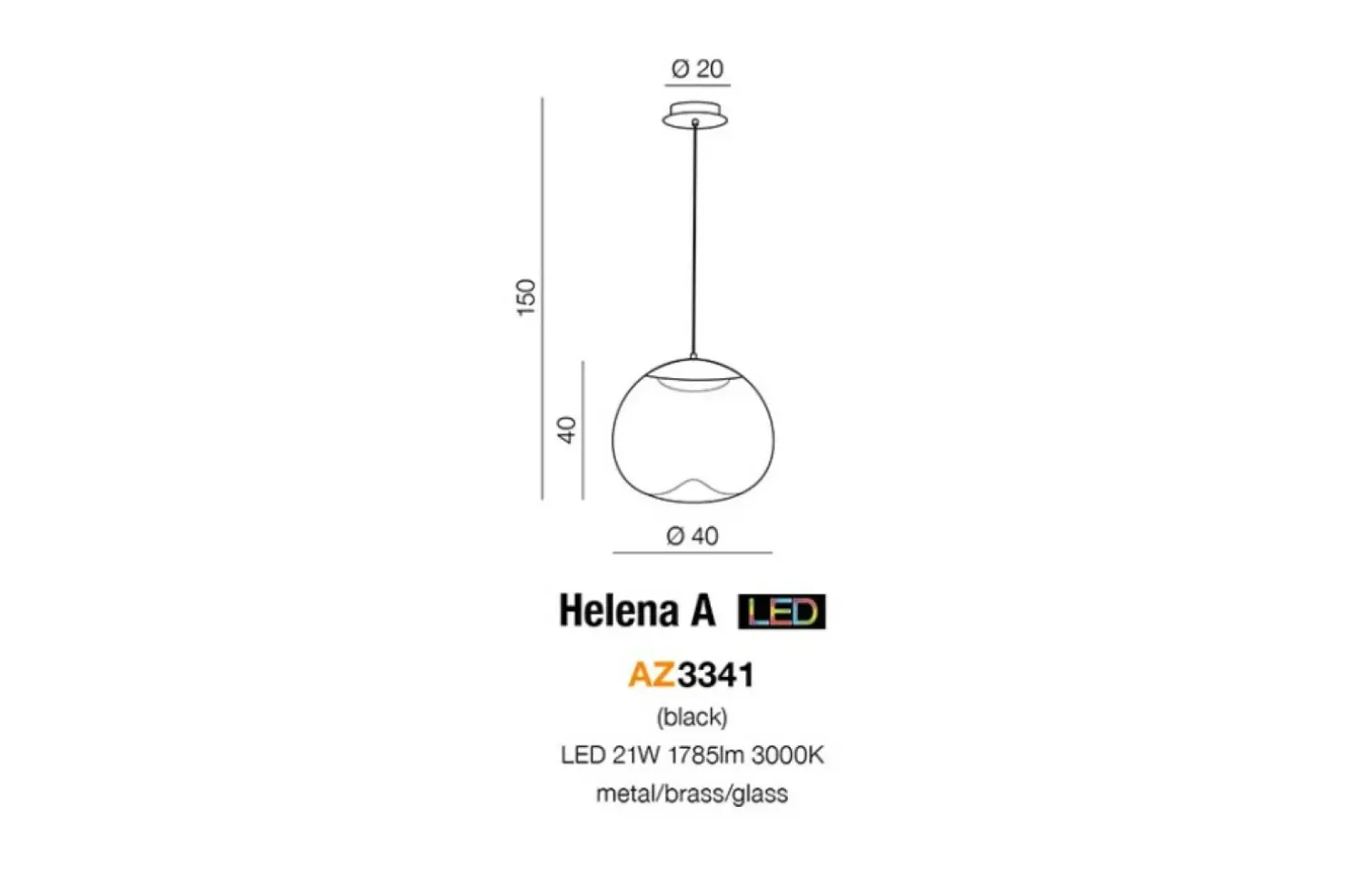 Best Sklep Kaja Brązowa lampa wisząca LED z dużym kloszem AZ3341 HELENA | Kaja