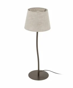 Brązowa lampka z lnianym abażurem TK 16027 NICOLA BROWN | Kaja*Sklep Kaja Shop