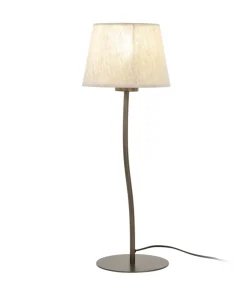 Brązowa lampka z lnianym abażurem TK 16027 NICOLA BROWN | Kaja*Sklep Kaja Shop