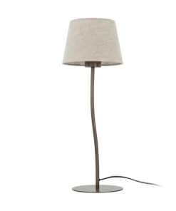 Brązowa lampka z lnianym abażurem TK 16027 NICOLA BROWN | Kaja*Sklep Kaja Shop