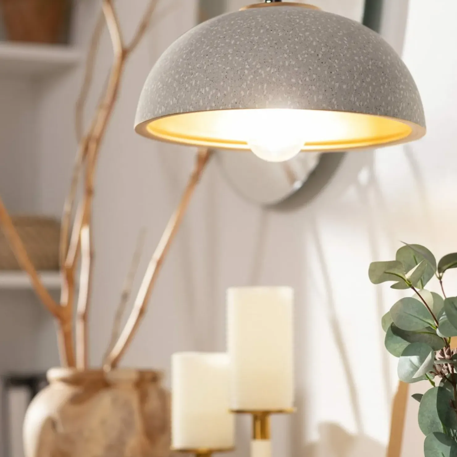 Store Sklep Kaja Ceramiczna kopuła wisząca do stylowej kuchni ABR-CIRI-E27 z serii CI szary