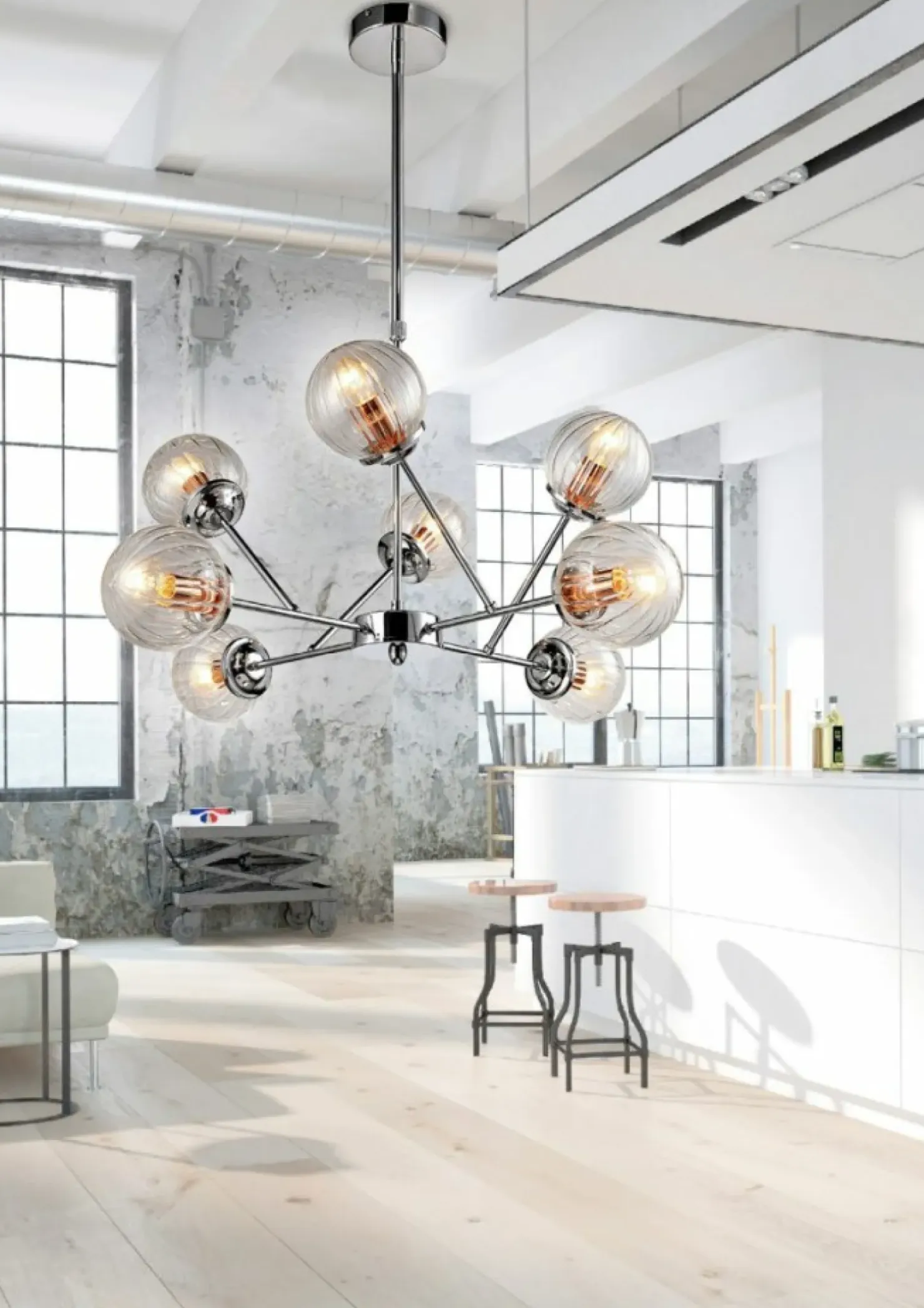 Outlet Sklep Kaja owana lampa sufitowa do salonu 38-67289 BEST | Kaja Oświetlenie chrom