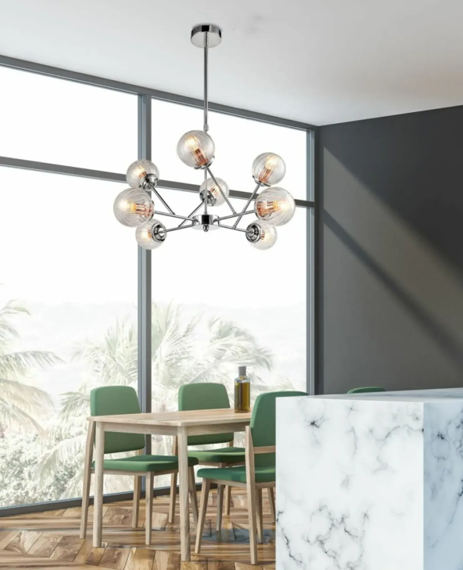 Outlet Sklep Kaja owana lampa sufitowa do salonu 38-67289 BEST | Kaja Oświetlenie chrom