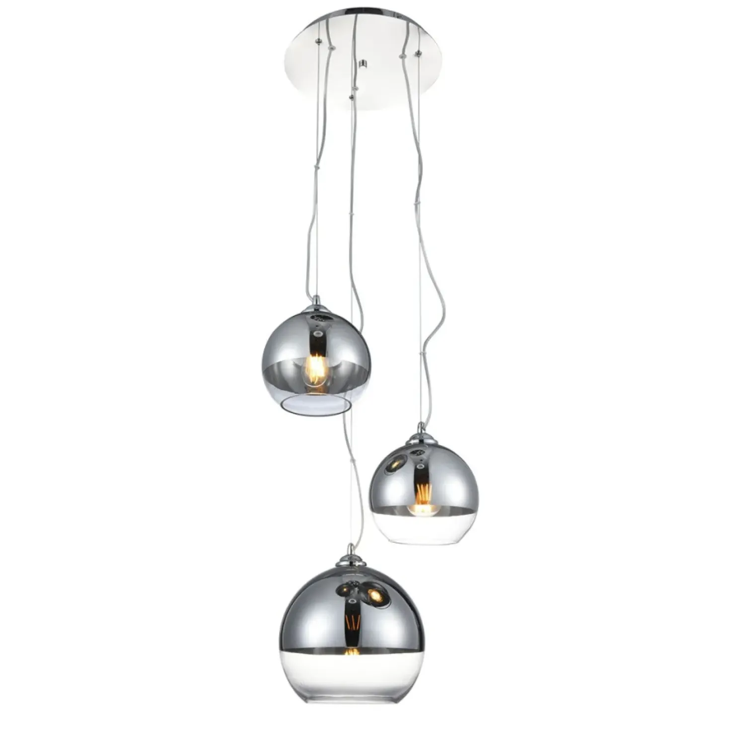 Outlet Sklep Kaja owana lampa wisząca dymione klosze AZ3104 IRIS | Kaja Oświetlenie chrom