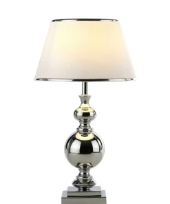 Chromowana lampka stołowa z abażurem MT204191 CH ROMA | Kaja*Sklep Kaja Clearance