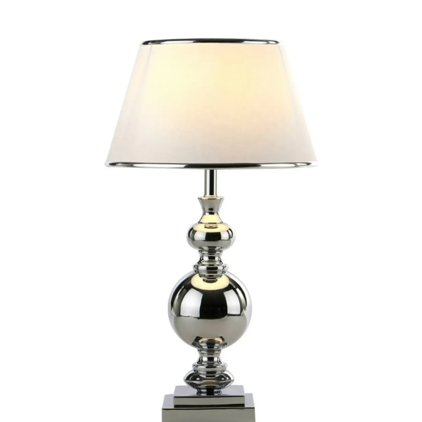 Chromowana lampka stołowa z abażurem MT204191 CH ROMA | Kaja*Sklep Kaja Clearance