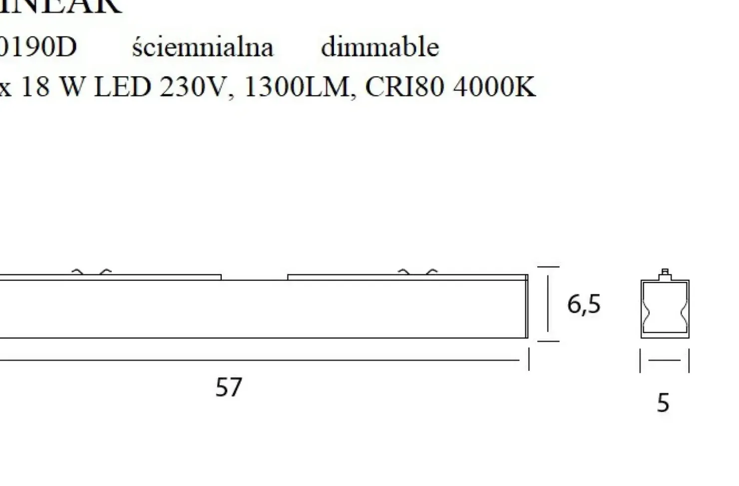 Ściemnialny, prosty plafon LED do holu 57cm MX C0190D LINEAR | Kaja*Sklep Kaja Cheap
