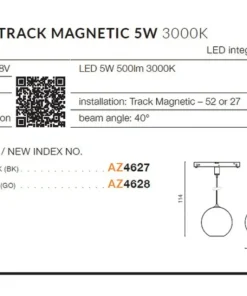 Czarna kula LED do szyny 1-fazowej magnetycznej AZ4627 z serii KO*Sklep Kaja New