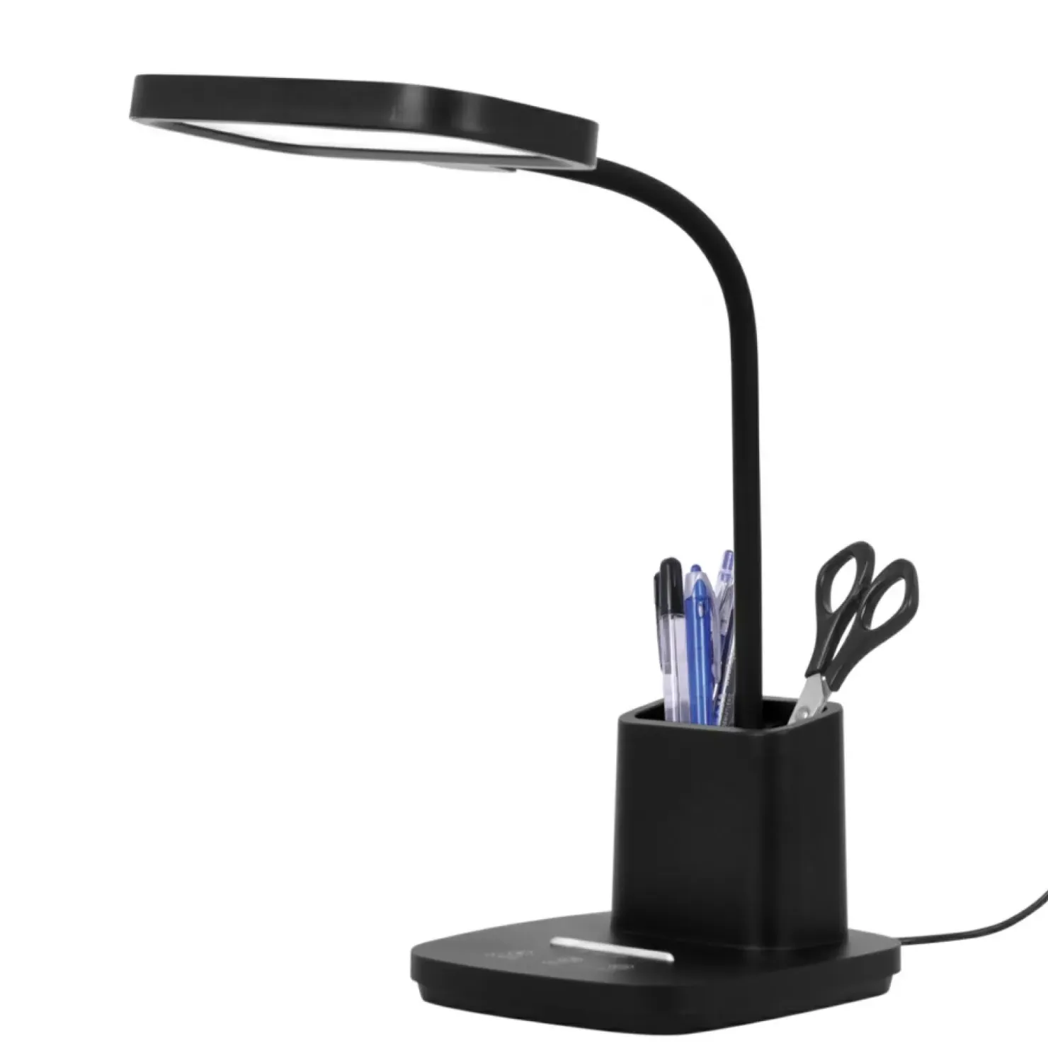 Czarna lampa biurkowa LED z pojemnikiem K-BL1301 z serii TOLA*Sklep Kaja Flash Sale