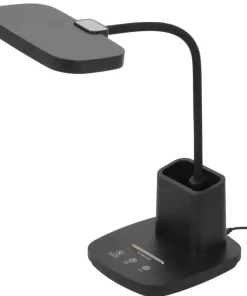 Czarna lampa biurkowa LED z pojemnikiem K-BL1301 z serii TOLA*Sklep Kaja Flash Sale