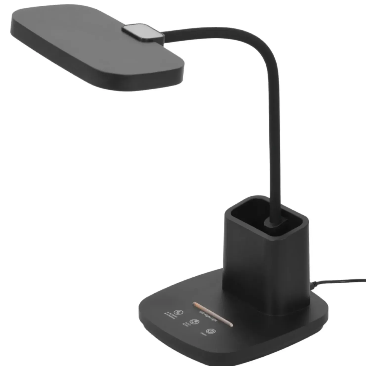 Czarna lampa biurkowa LED z pojemnikiem K-BL1301 z serii TOLA*Sklep Kaja Flash Sale
