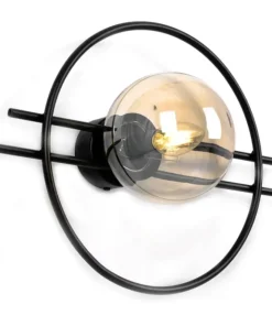 Czarna lampa ścienna z bursztynowym kloszem K-5345 z serii CORSA*Sklep Kaja Fashion