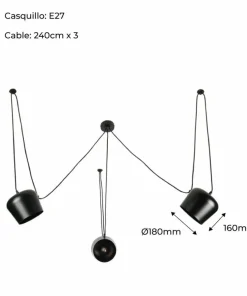 Store Sklep Kaja Czarna lampa do podwieszania ABR-SHIL-E27 SPIDER | Kaja Oświetlenie czarny