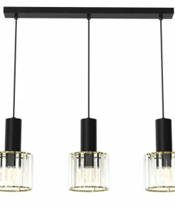 Flash Sale Sklep Kaja Czarna lampa na listwie, eleganckie klosze MLP8361 CRISTAL | Kaja