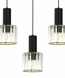 Flash Sale Sklep Kaja Czarna lampa na listwie, eleganckie klosze MLP8361 CRISTAL | Kaja