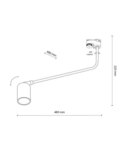 Czarna lampa na wysięgniku, jednofazowa TK 6643 TRACER | Kaja*Sklep Kaja Cheap