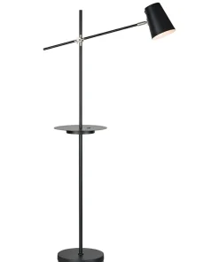 Czarna lampa podłogowa z półką i gniazdem USB 107307 | Kaja*Sklep Kaja Clearance