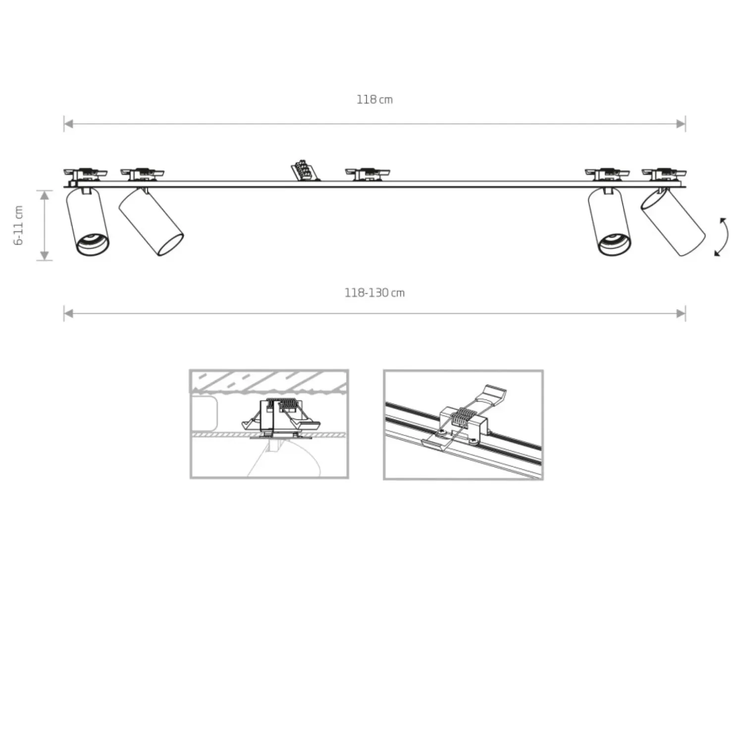 Czarna lampa podtynkowa z czterema reflektorami 7836 | Kaja*Sklep Kaja Store