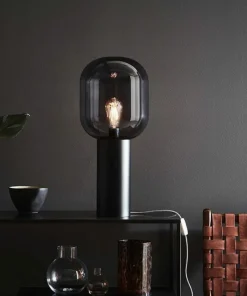 Czarna lampa stołowa klosz w kształcie żarówki 107479| Kaja*Sklep Kaja Fashion