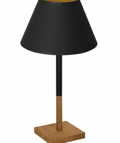 Czarna lampa stołowa z drewnianą podstawką LX 3750 z serii TABLE LAMPS*Sklep Kaja Clearance