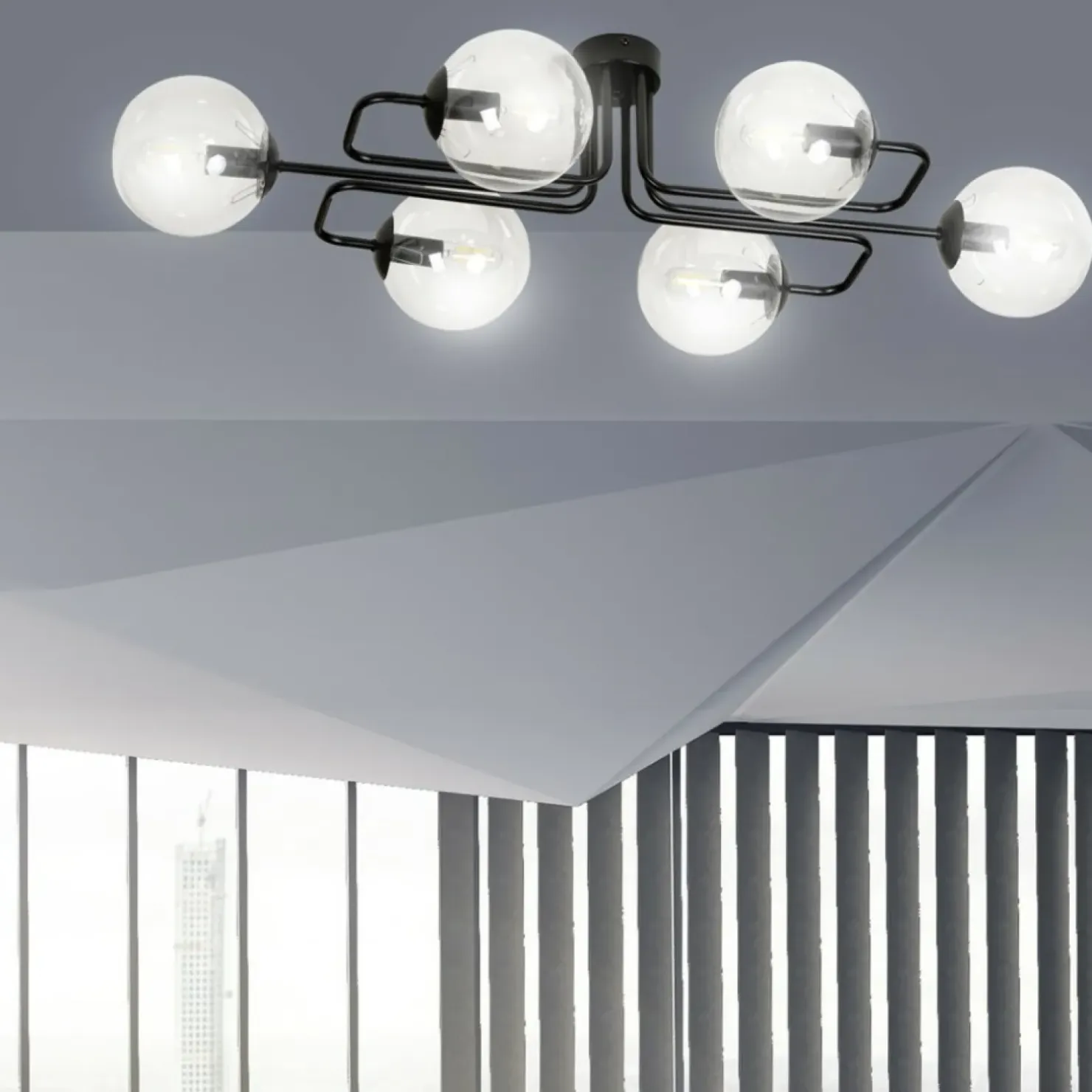 Flash Sale Sklep Kaja Czarna lampa sufitowa klosze w kształcie kul 831/6A | Kaja Oświetlenie