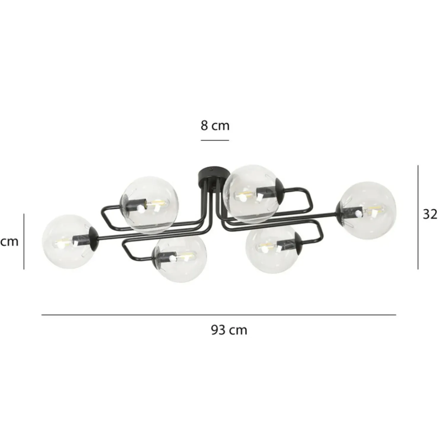 Flash Sale Sklep Kaja Czarna lampa sufitowa klosze w kształcie kul 831/6A | Kaja Oświetlenie