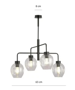 Shop Sklep Kaja Czarna lampa sufitowa na sztywnym zwisie 1164/4 LUKKA | Kaja