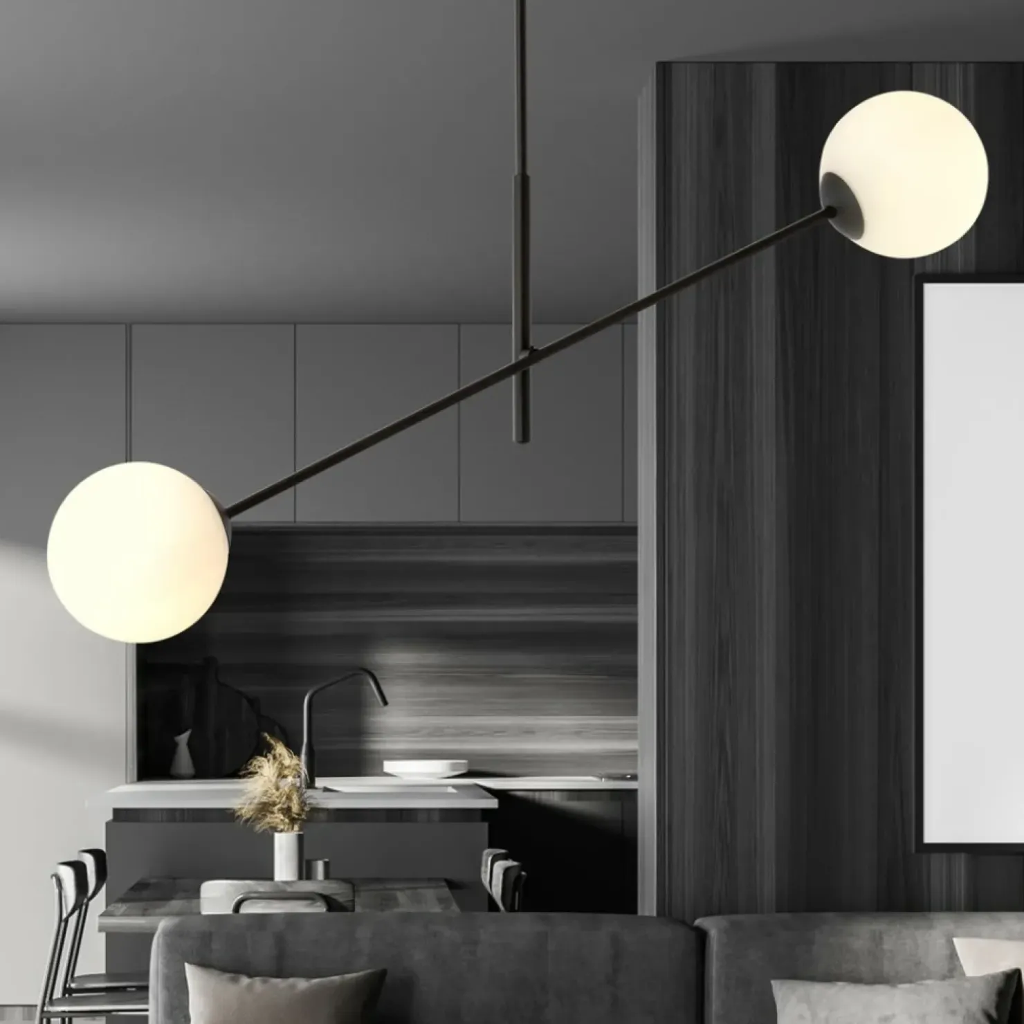 Sale Sklep Kaja Czarna lampa sufitowa z białymi kulami 1169/2 LINEAR | Kaja