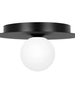 Czarna lampa sufitowa z białym kloszem ⌀10 cm K-5438 z serii ROBIN*Sklep Kaja Hot