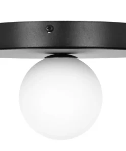 Czarna lampa sufitowa z białym kloszem ⌀10 cm K-5438 z serii ROBIN*Sklep Kaja Hot