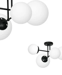 Store Sklep Kaja Czarna lampa sufitowa z białymi kloszami MLP6527 LIMA | Kaja