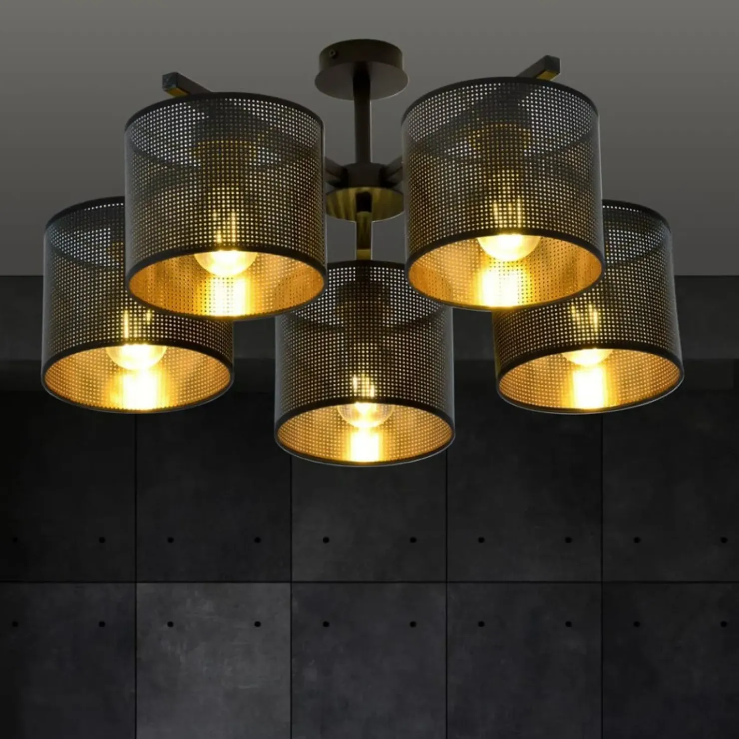 Czarna lampa sufitowa z dwukolorowymi abażurami 1144/5 JORDAN | Kaja*Sklep Kaja Outlet