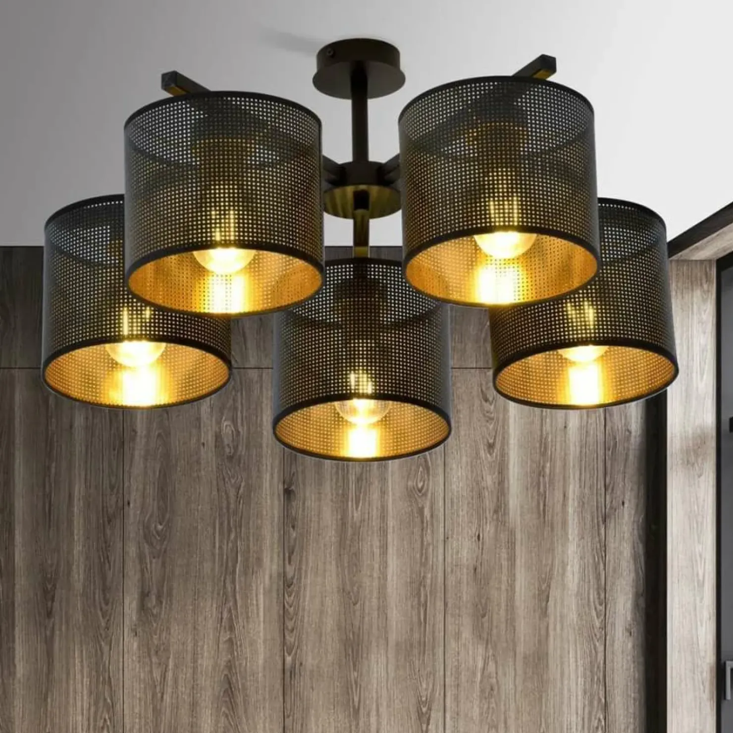 Czarna lampa sufitowa z dwukolorowymi abażurami 1144/5 JORDAN | Kaja*Sklep Kaja Outlet