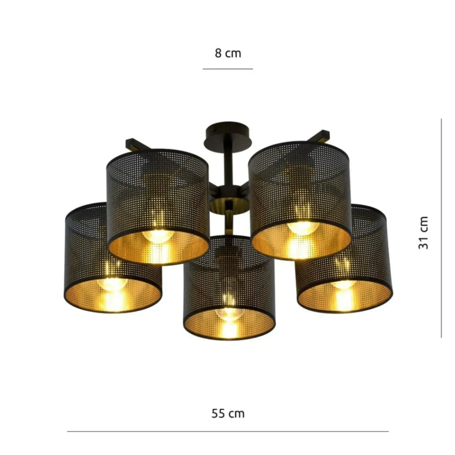 Czarna lampa sufitowa z dwukolorowymi abażurami 1144/5 JORDAN | Kaja*Sklep Kaja Outlet