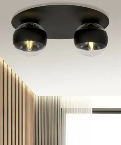 Flash Sale Sklep Kaja Czarna lampa sufitowa z dwoma kloszami 1129/2 SOLAR | Kaja Oświetlenie