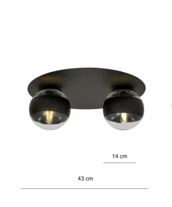 Flash Sale Sklep Kaja Czarna lampa sufitowa z dwoma kloszami 1129/2 SOLAR | Kaja Oświetlenie