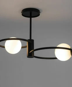 Shop Sklep Kaja Czarna lampa sufitowa z dwoma białymi kloszami SIG 33462 z serii AQUA
