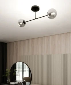 Best Sale Sklep Kaja Czarna lampa sufitowa z grafitowymi kloszami 1245/2 z serii ROMA