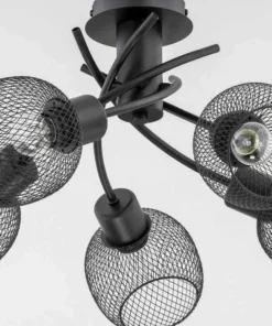 Fashion Sklep Kaja Czarna lampa sufitowa z kloszami z siatki AL 25795 | Kaja