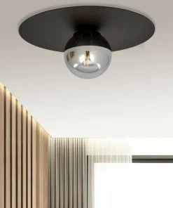 Sale Sklep Kaja Czarna lampa sufitowa z lustrzanym kloszem 1128/1 SOLAR | Kaja