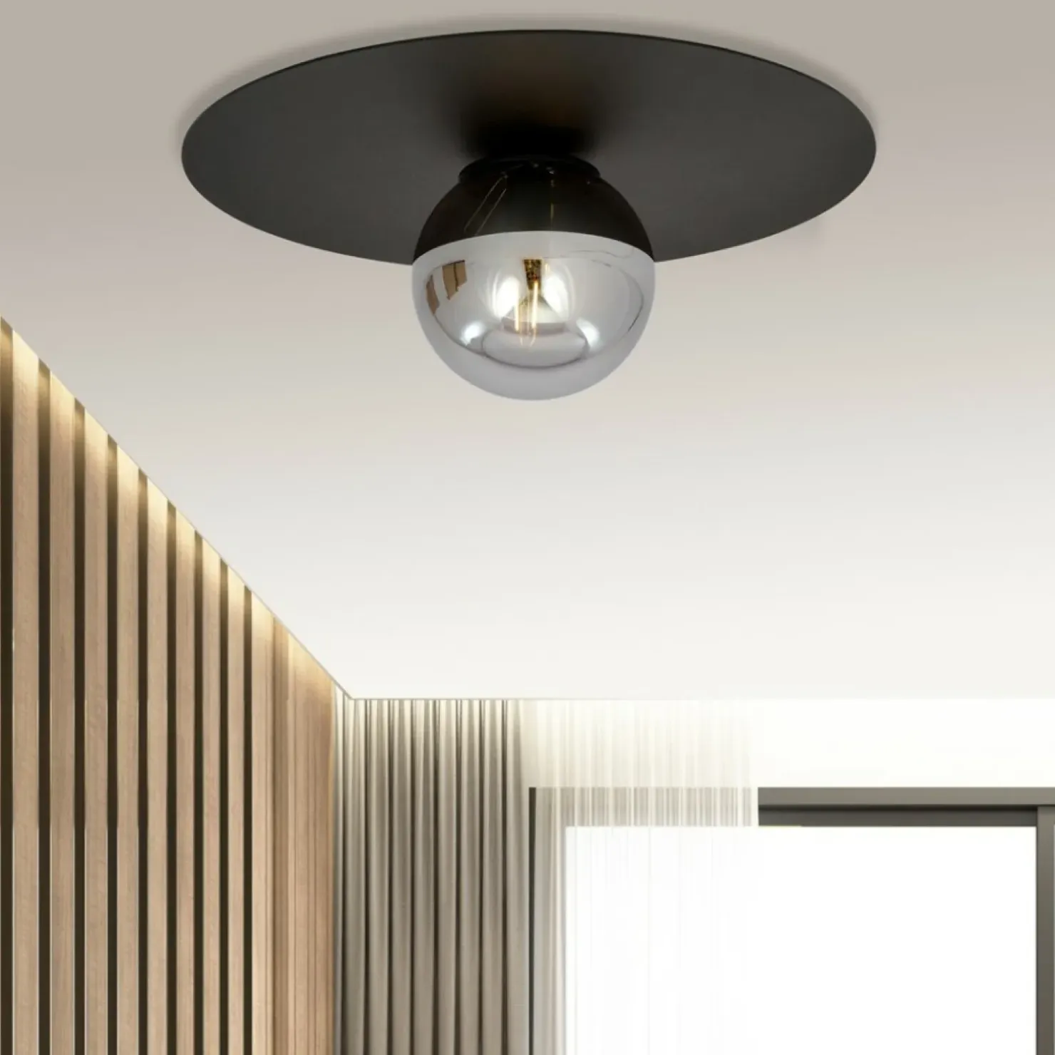 Sale Sklep Kaja Czarna lampa sufitowa z lustrzanym kloszem 1128/1 SOLAR | Kaja