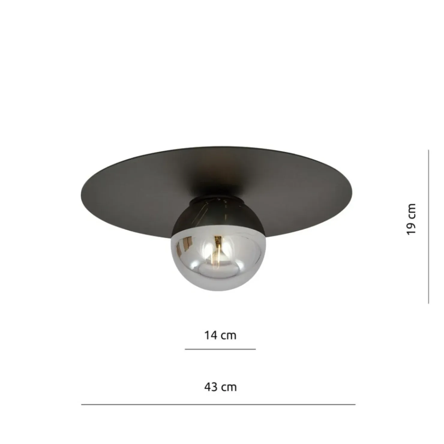 Sale Sklep Kaja Czarna lampa sufitowa z lustrzanym kloszem 1128/1 SOLAR | Kaja