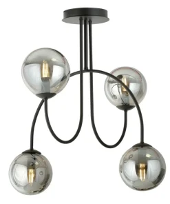 Clearance Sklep Kaja Czarna lampa sufitowa z lustrzanymi kloszami 1287/4A z serii ARCHI