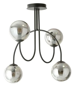 Clearance Sklep Kaja Czarna lampa sufitowa z lustrzanymi kloszami 1287/4A z serii ARCHI