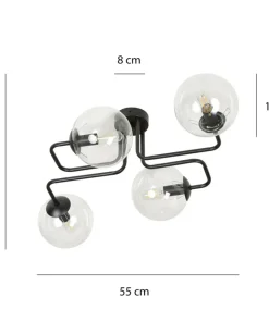 Shop Sklep Kaja Czarna lampa sufitowa z transparentnymi kloszami 831/4 | Kaja