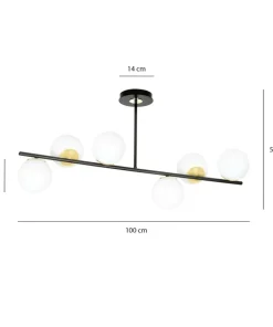 Best Sale Sklep Kaja Czarna lampa sufitowa ze złotymi elementami 1022/6 FLOKI | Kaja